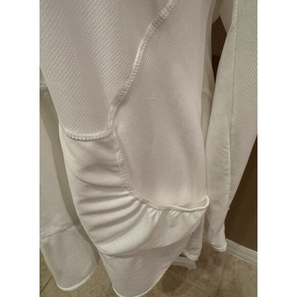 Athleta Hoodie Tunic Dress White Front Pockets Thumb Holes Sweatshirt Size L - Picture 5 of 8
